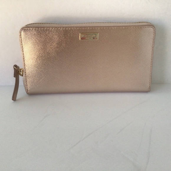 Kate Spade NWOT Rose Gold Zip Around Leather Wallet - Picture 9 of 9